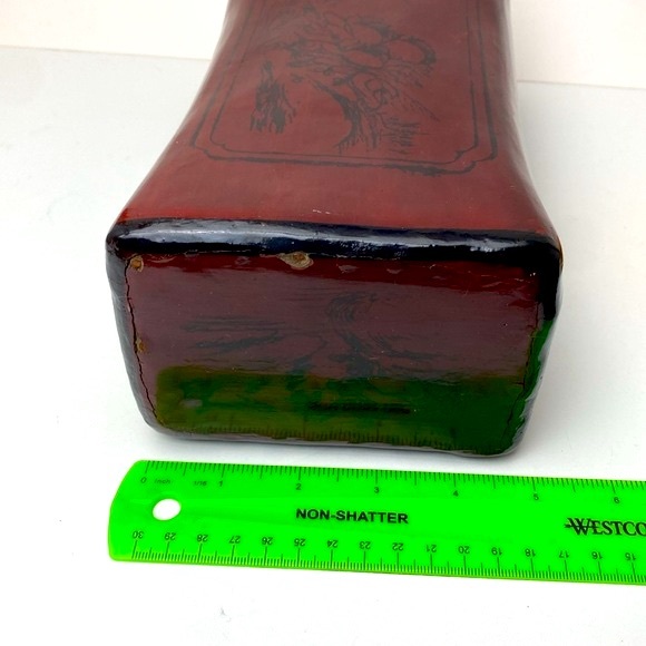 Chinese lacquered pillow Vintage Asian mountain and tree print design - Picture 11 of 16